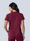 Taunya Two-Pocket Scrub Top - Burgundy - Back