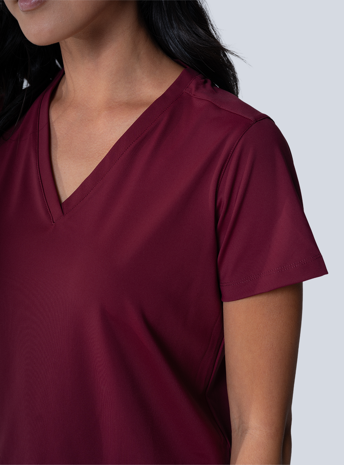 Taunya Two-Pocket Scrub Top - Burgundy - Detail 1