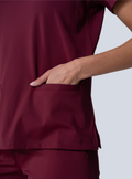 Taunya Two-Pocket Scrub Top - Burgundy - Detail 2