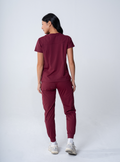 Taunya Two-Pocket Scrub Top - Burgundy - Full Back