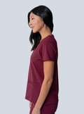 Taunya Two-Pocket Scrub Top - Burgundy - Side