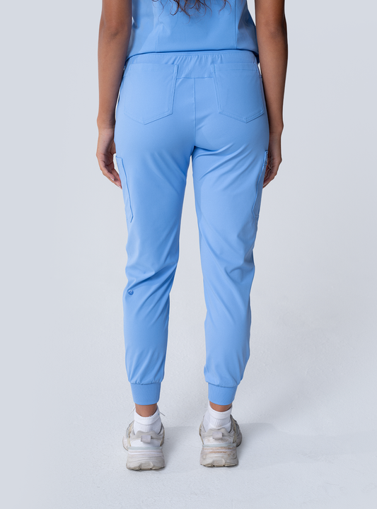 ALTA Jana Jogger Scrub Pant in Ceil Blue - back view