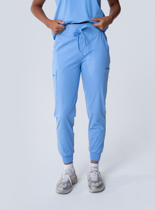 ALTA Jana Jogger Scrub Pant in Ceil Blue - front view