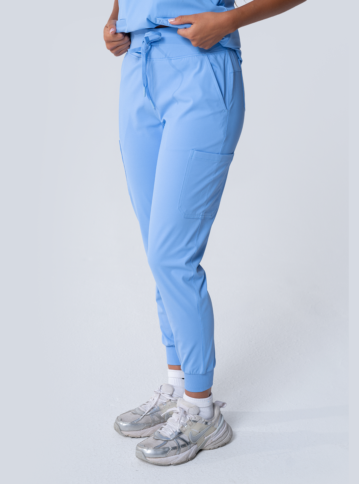 ALTA Jana Jogger Scrub Pant in Ceil Blue - side view