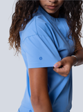 ALTA Kenzie Two-Pocket Scrub Top in Ceil Blue - stitching detail