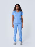 ALTA Macee Straight Leg Scrub Pant in Ceil Blue - full front view