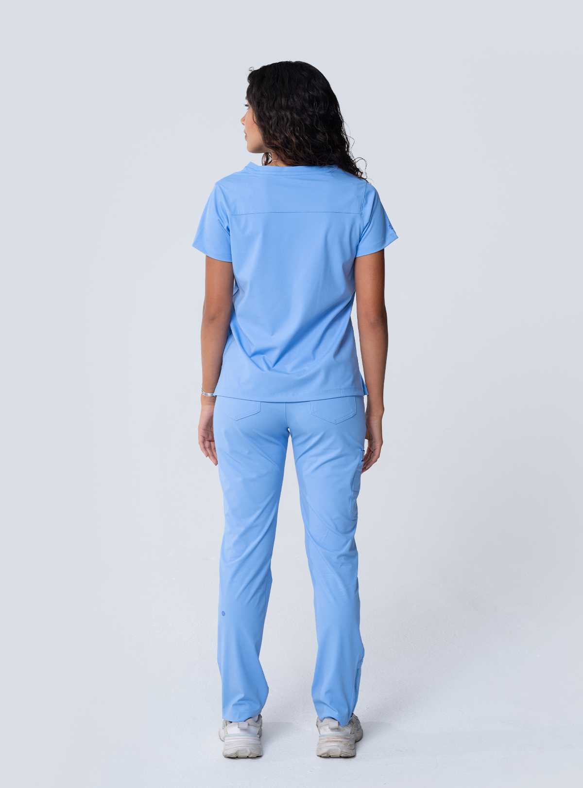 ALTA Macee Straight Leg Scrub Pant in Ceil Blue - full back view