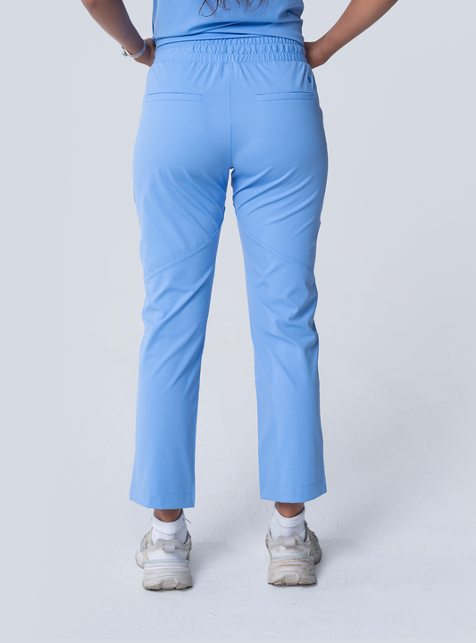 ALTA Maggie Tapered Crop Scrub Pant in Ceil Blue - back view