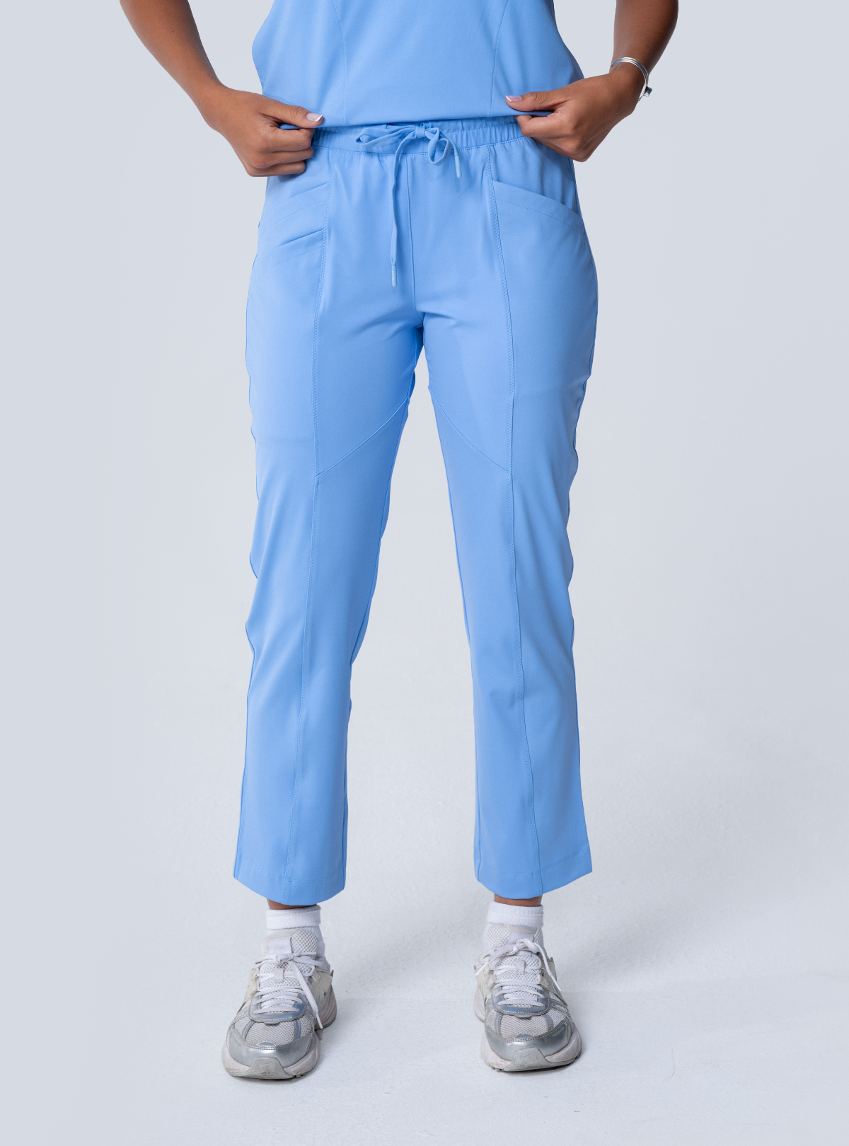 ALTA Maggie Tapered Crop Scrub Pant in Ceil Blue - front view