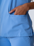 ALTA Taunya Two-Pocket Scrub Top in Ceil Blue - detail