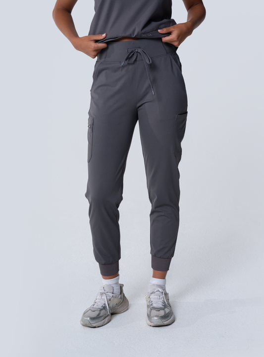 ALTA Jana Jogger Scrub Pant in Grey - front view