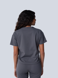 ALTA Kenzie Two-Pocket Scrub Top in Grey - back view