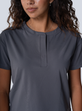 ALTA Kenzie Two-Pocket Scrub Top in Grey - detail