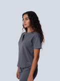 ALTA Kenzie Two-Pocket Scrub Top in Grey - side view