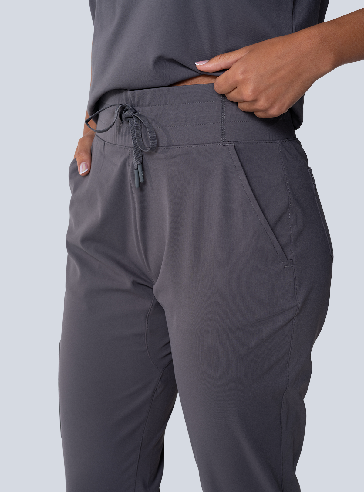ALTA Macee Straight Leg Scrub Pant in Grey - detail