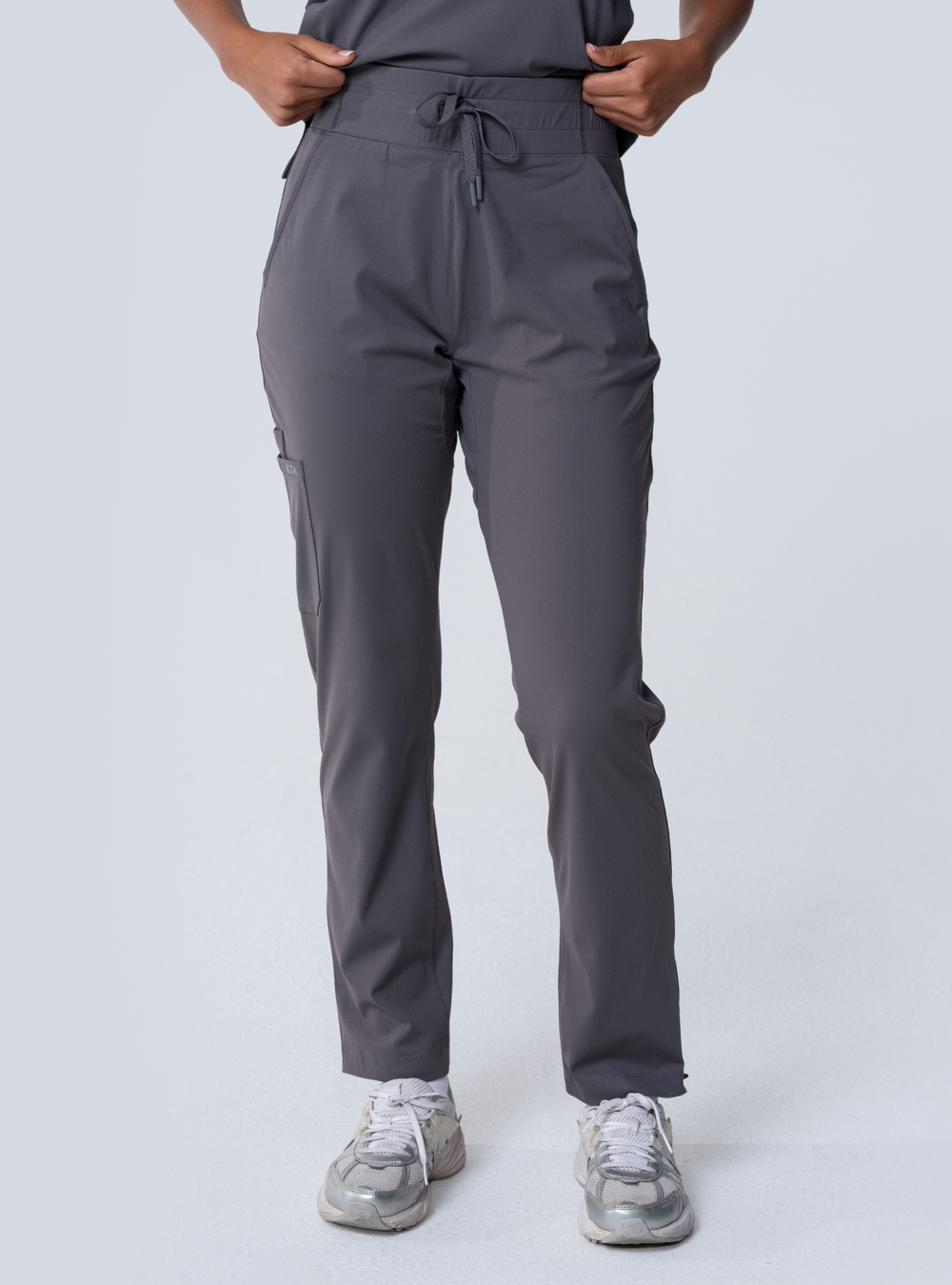 ALTA Macee Straight Leg Scrub Pant in Grey - front view