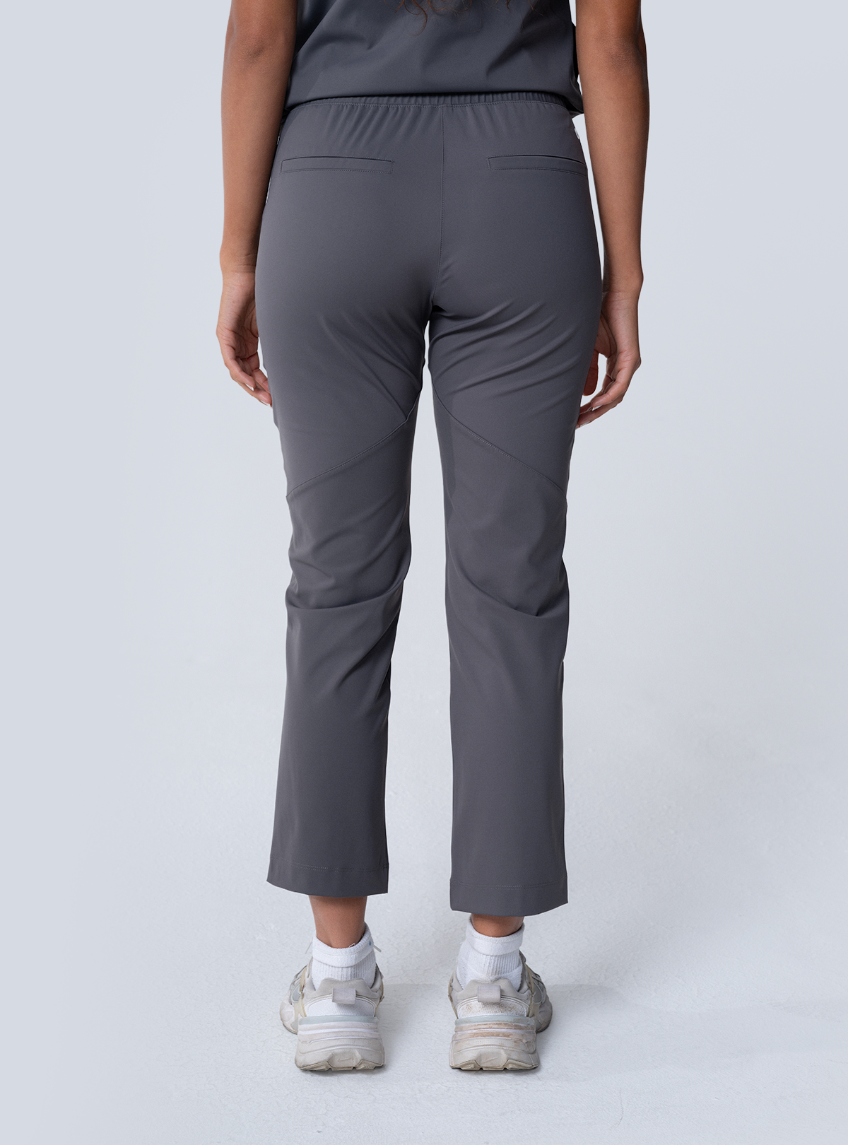 ALTA Maggie Tapered Crop Scrub Pant in Grey - back view