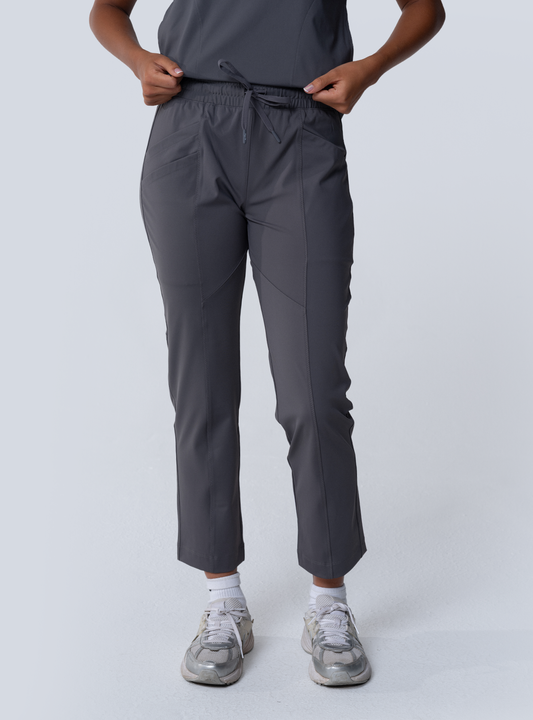 ALTA Maggie Tapered Crop Scrub Pant in Grey - front view