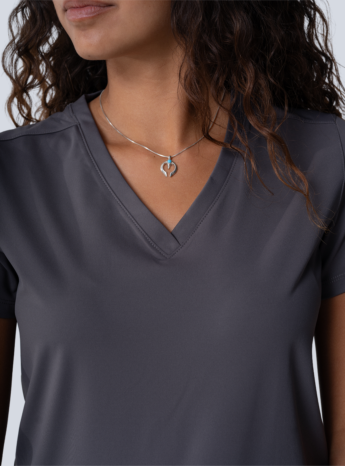 ALTA Taunya Two-Pocket Scrub Top in Grey - detail