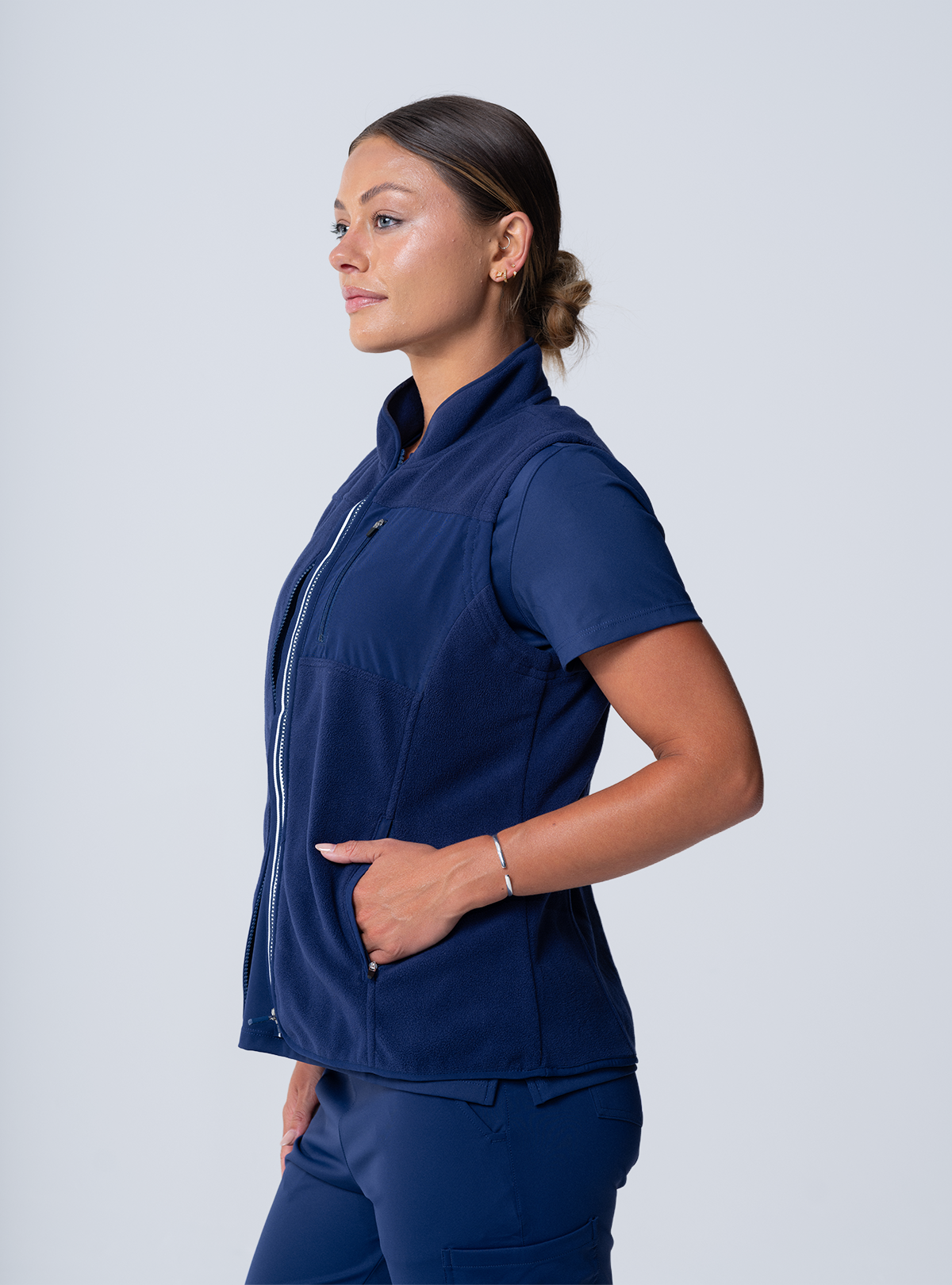 Amy Performance Scrub Vest - Navy - Side