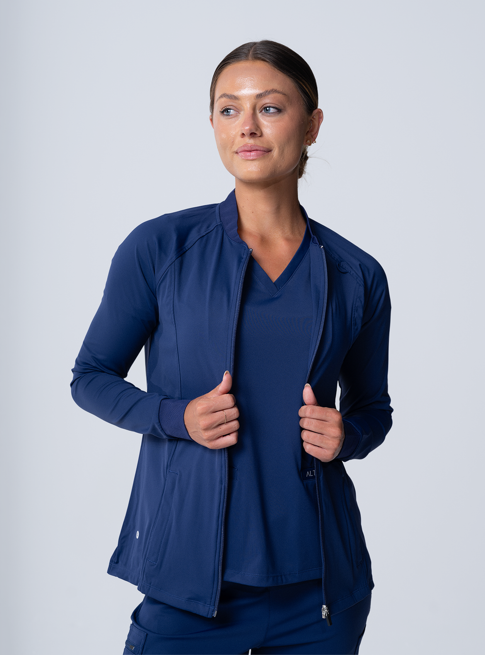 Kelly Performance Scrub Jacket - Navy - Front