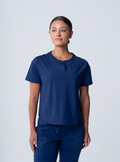 Kenzie Two-Pocket Scrub Top - Navy - Front