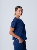 Kenzie Two-Pocket Scrub Top - Navy - Side