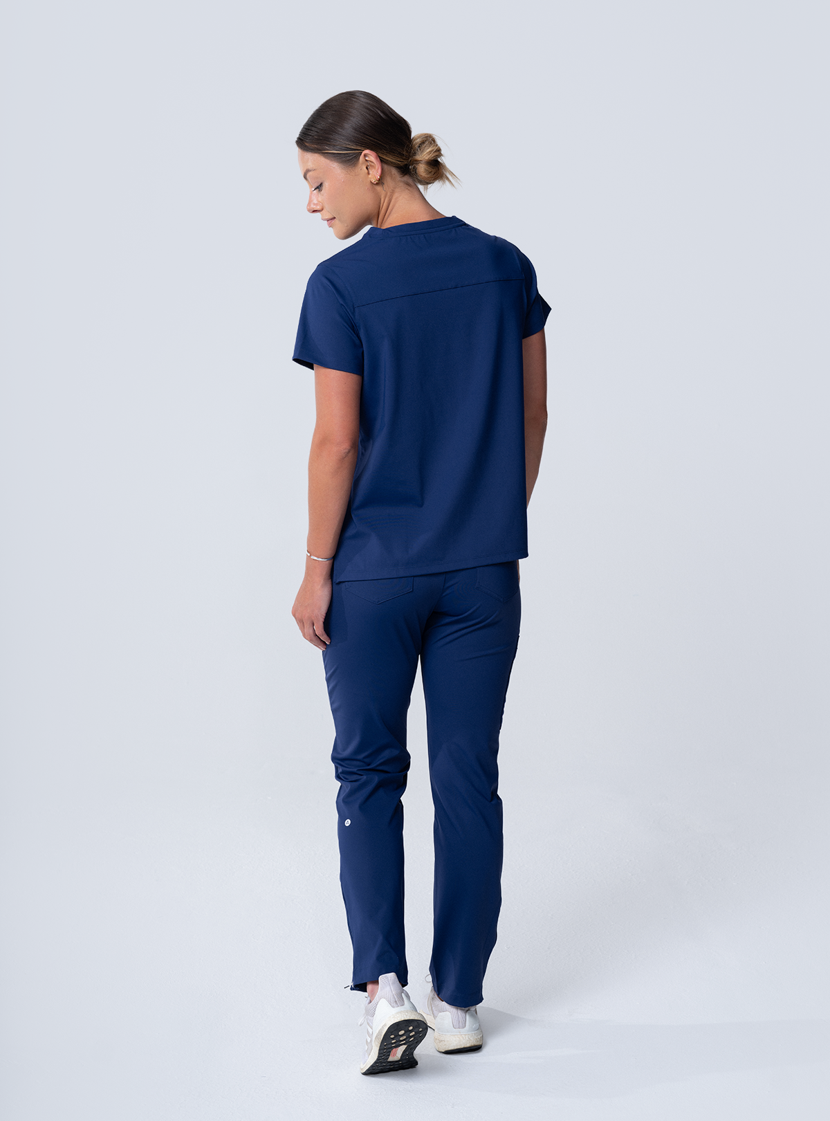Macee Straight Leg Scrub Pant - Navy - Full Back