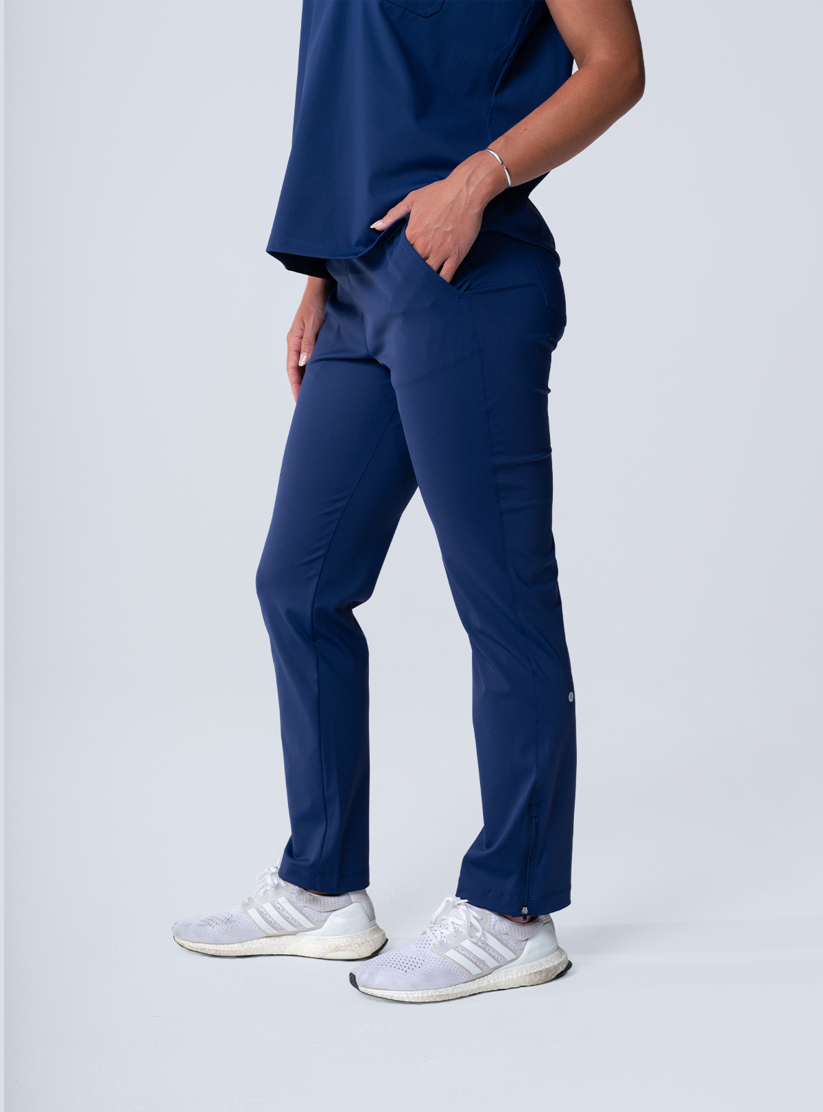 Macee Straight Leg Scrub Pant - Navy - Side