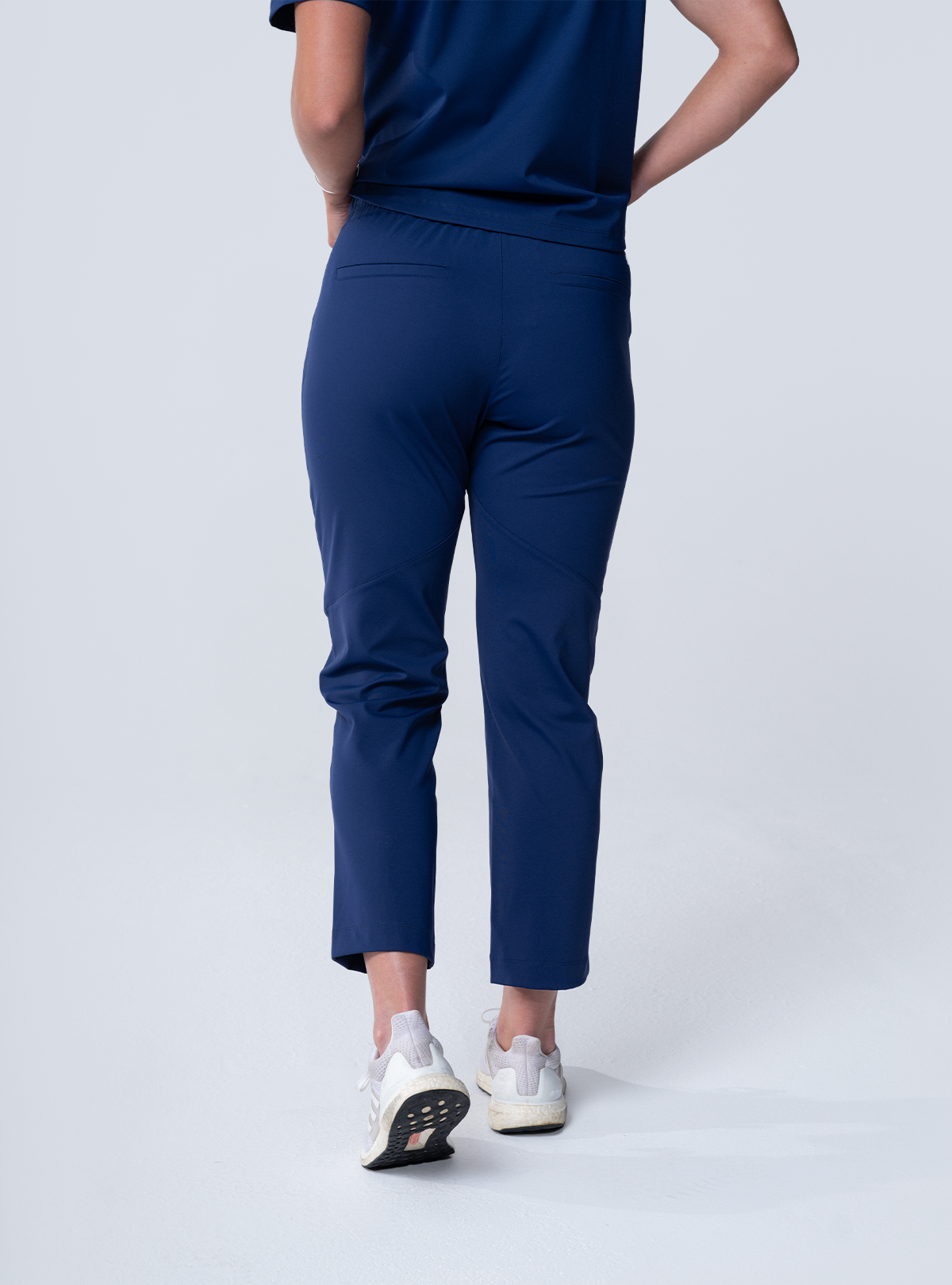 Maggie Tapered Crop Scrub Pant - Navy - Back