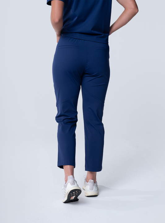 Maggie Tapered Crop Scrub Pant - Navy - Back