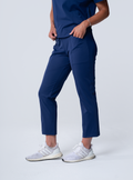 Maggie Tapered Crop Scrub Pant - Navy - Side