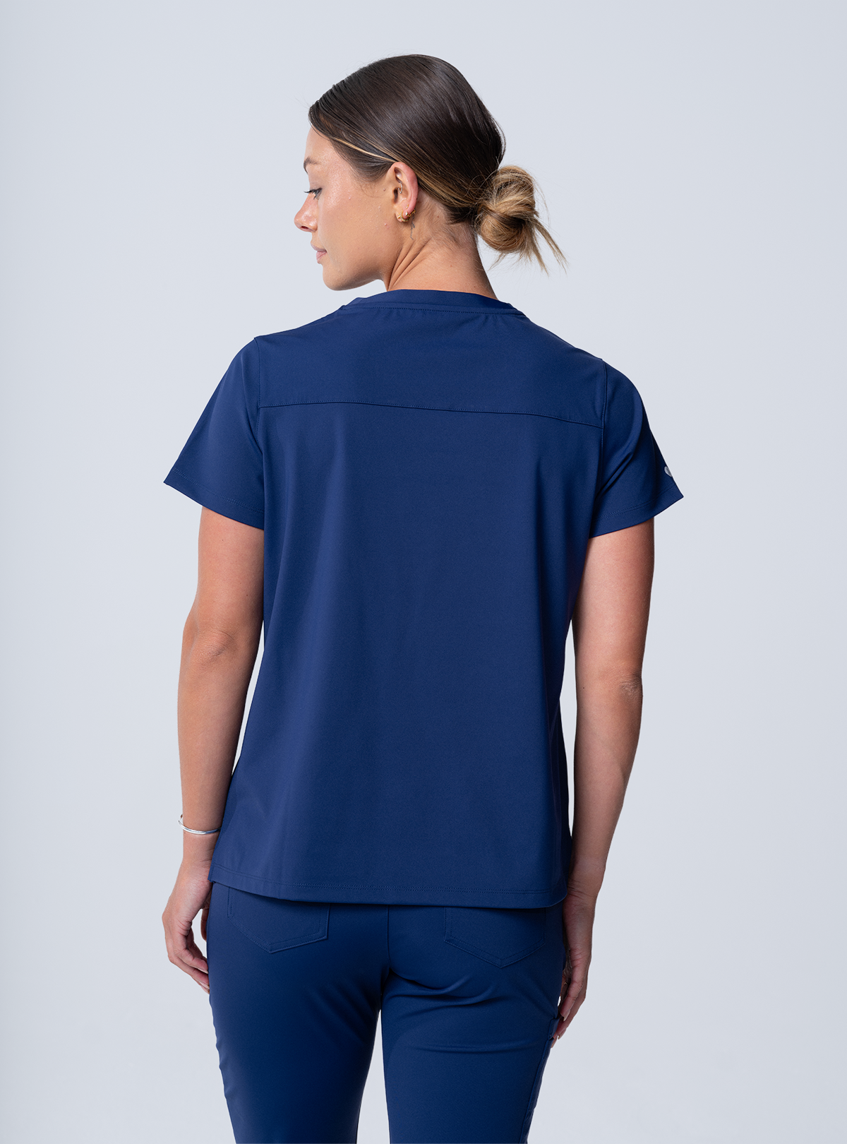 Rachel One-Pocket Scrub Top - Navy - Back