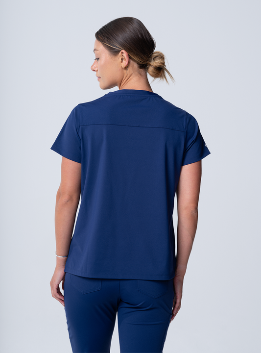 Rachel One-Pocket Scrub Top - Navy - Back