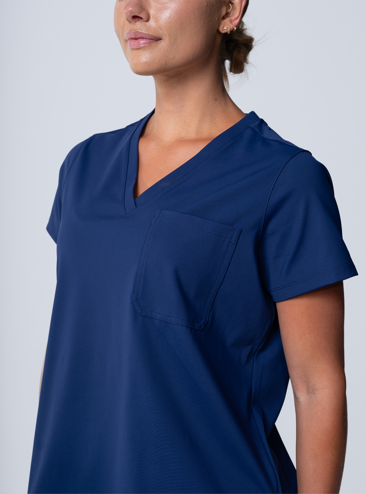 Rachel One-Pocket Scrub Top - Navy - Detail 1