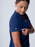 Rachel One-Pocket Scrub Top - Navy - Detail 2