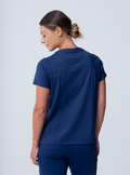 Taunya Two-Pocket Scrub Top - Navy - Back