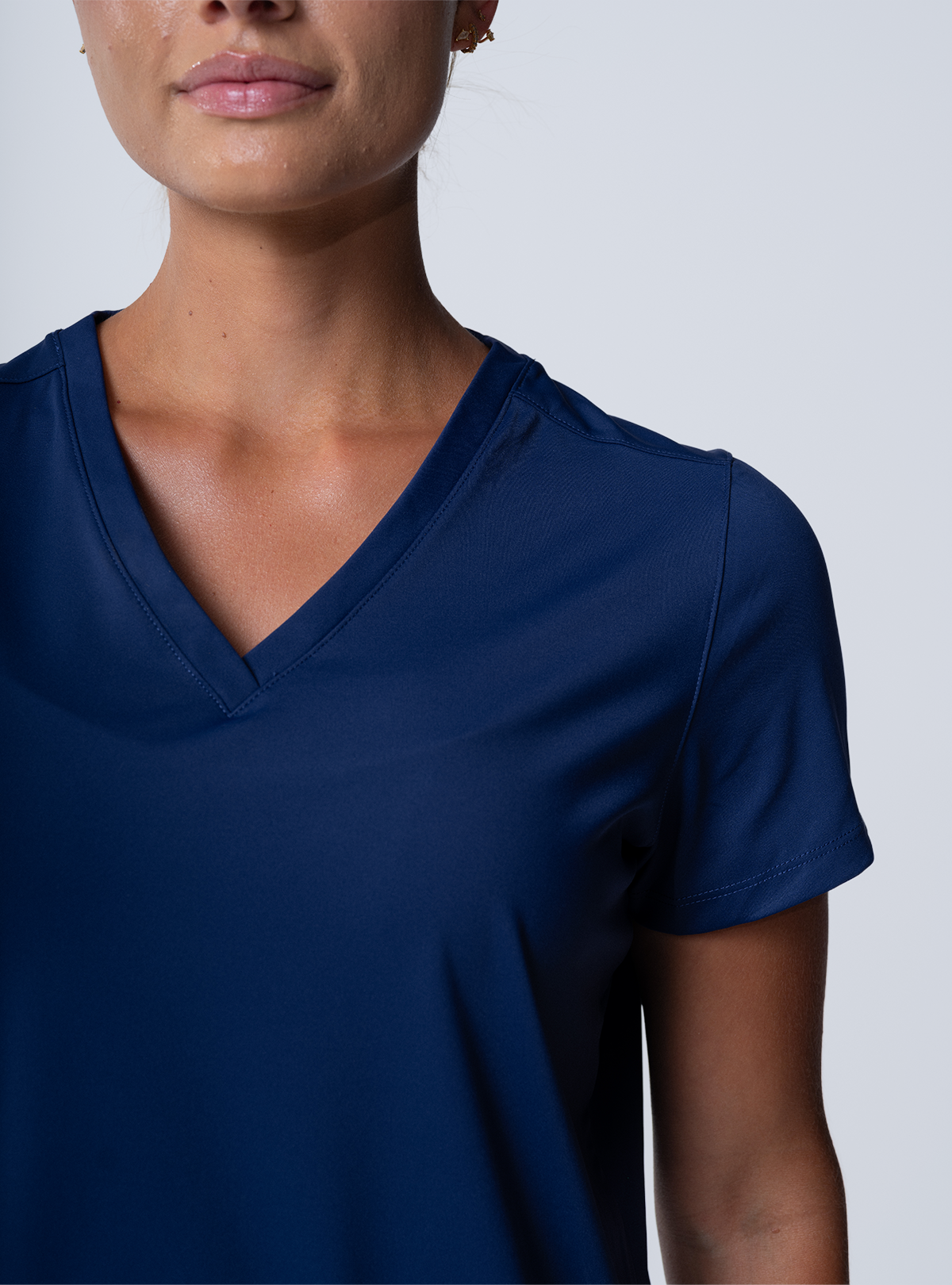 Taunya Two-Pocket Scrub Top - Navy - Detail 1