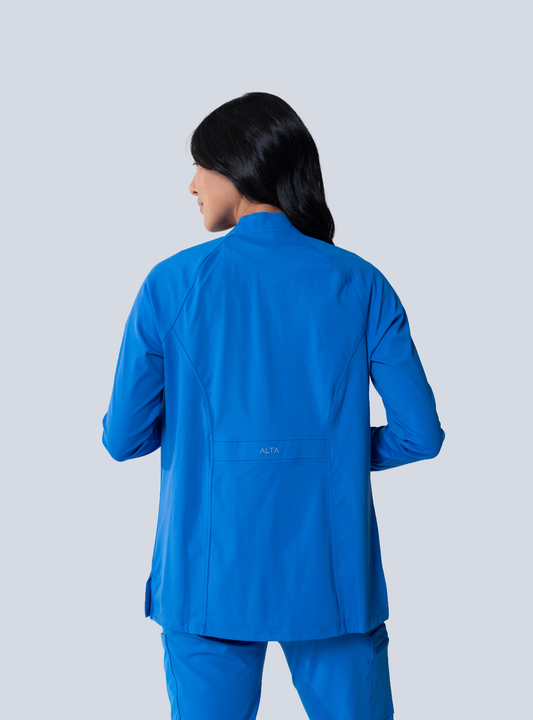 ALTA Kelly Performance Scrub Jacket in Royal Blue - back view