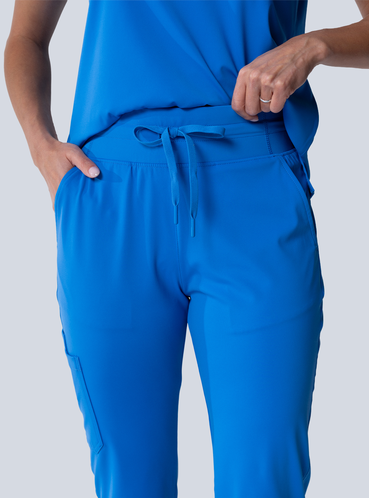 ALTA Macee Straight Leg Scrub Pant in Royal Blue - detail