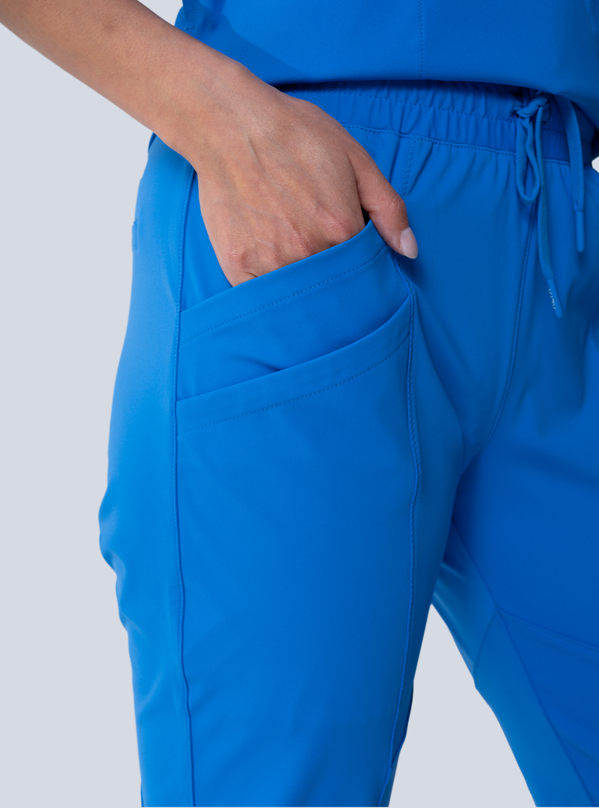 ALTA Maggie Tapered Crop Scrub Pant in Royal Blue - detail
