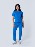 ALTA Maggie Tapered Crop Scrub Pant in Royal Blue - full front view