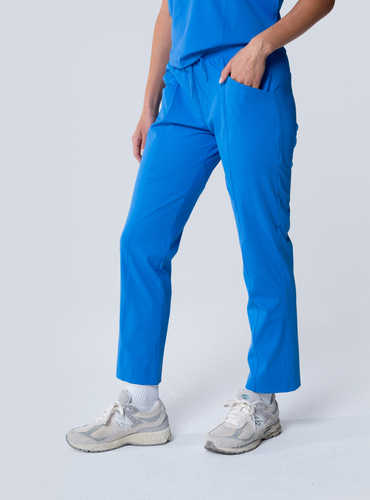 ALTA Maggie Tapered Crop Scrub Pant in Royal Blue - side view