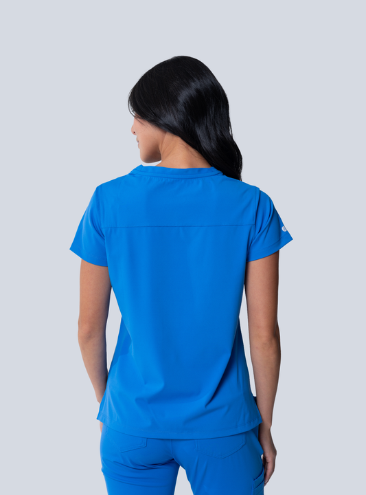 ALTA Rachel One-Pocket Scrub Top in Royal Blue - back view
