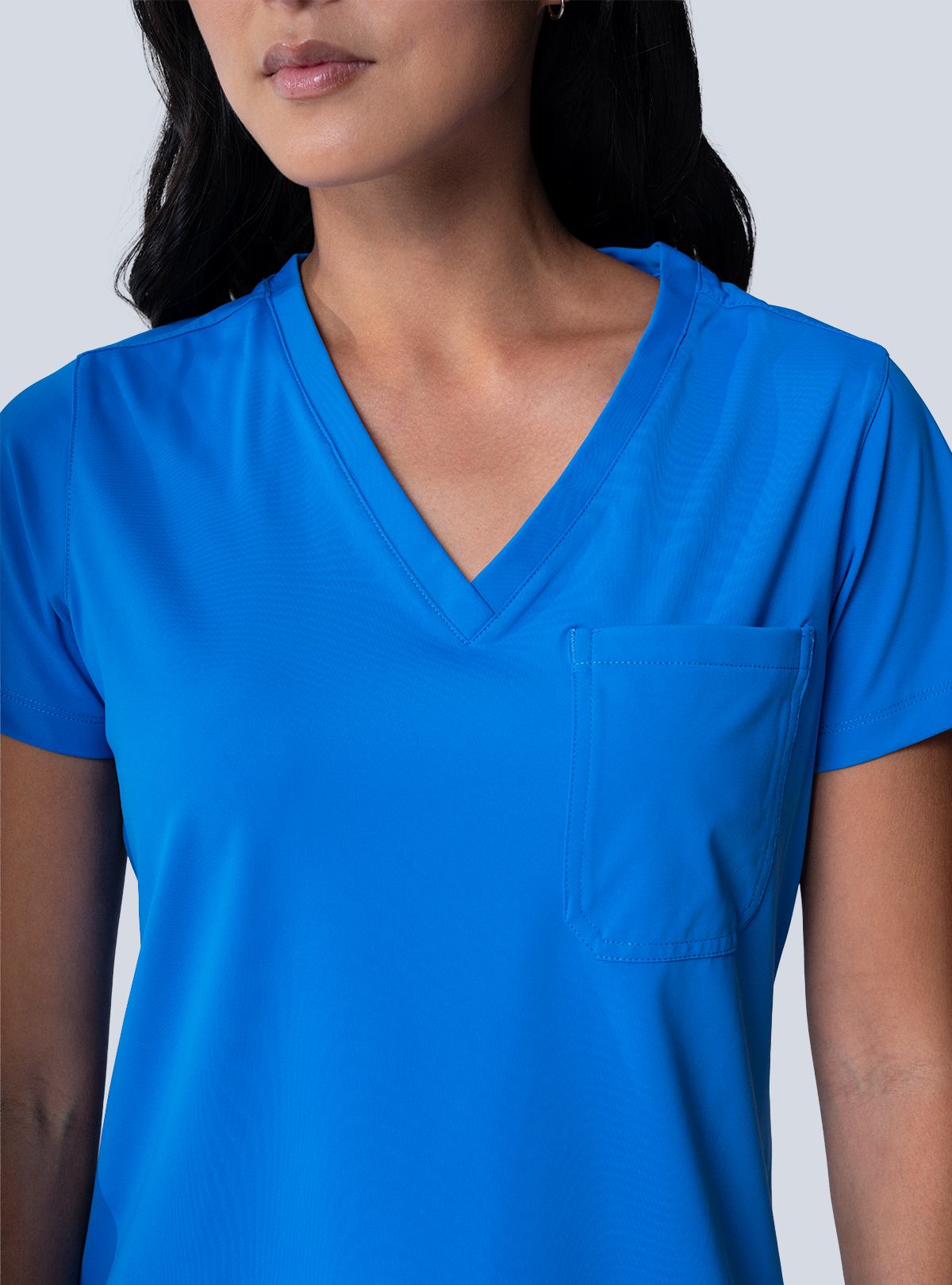 ALTA Rachel One-Pocket Scrub Top in Royal Blue - detail