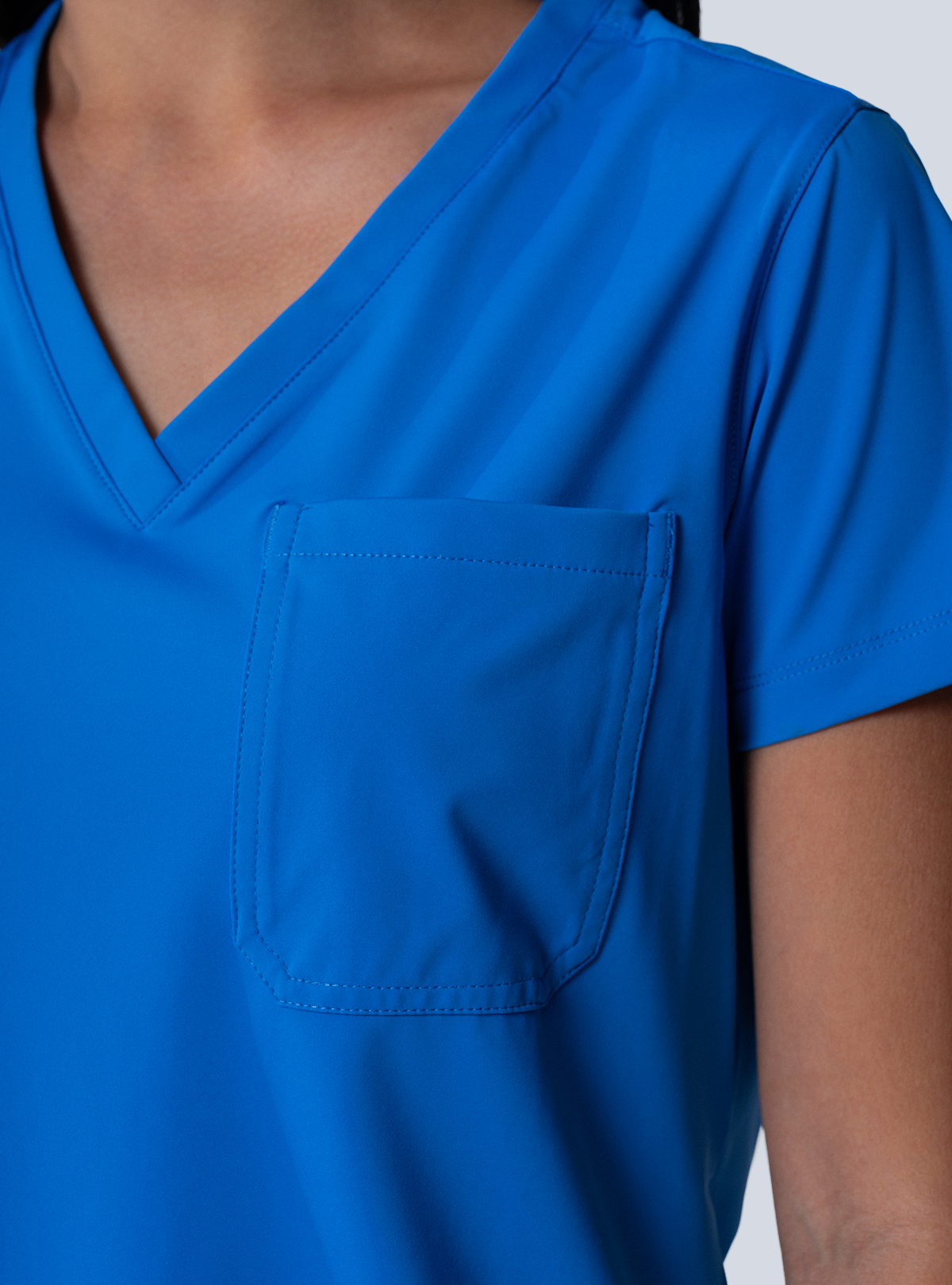 ALTA Rachel One-Pocket Scrub Top in Royal Blue - detail