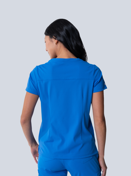 ALTA Taunya Two-Pocket Scrub Top in Royal Blue - back view