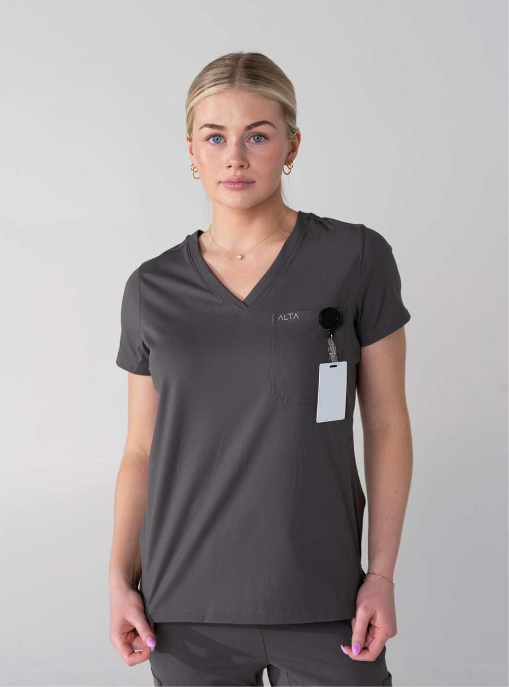 grey scrub dress Doctor's Orders Contrast Scrub Set