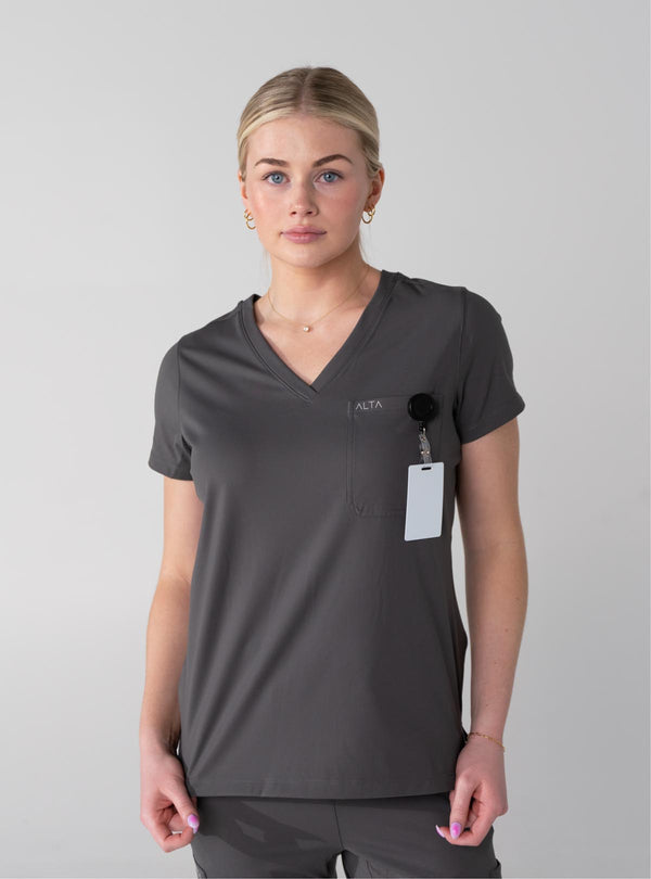 Women's Rachel One-Pocket Scrub Top - Grey | Size: XXS by Alta Brand Women's Rachel One-Pocket Scrub Top - Grey | Size: XXS by Alta Brand