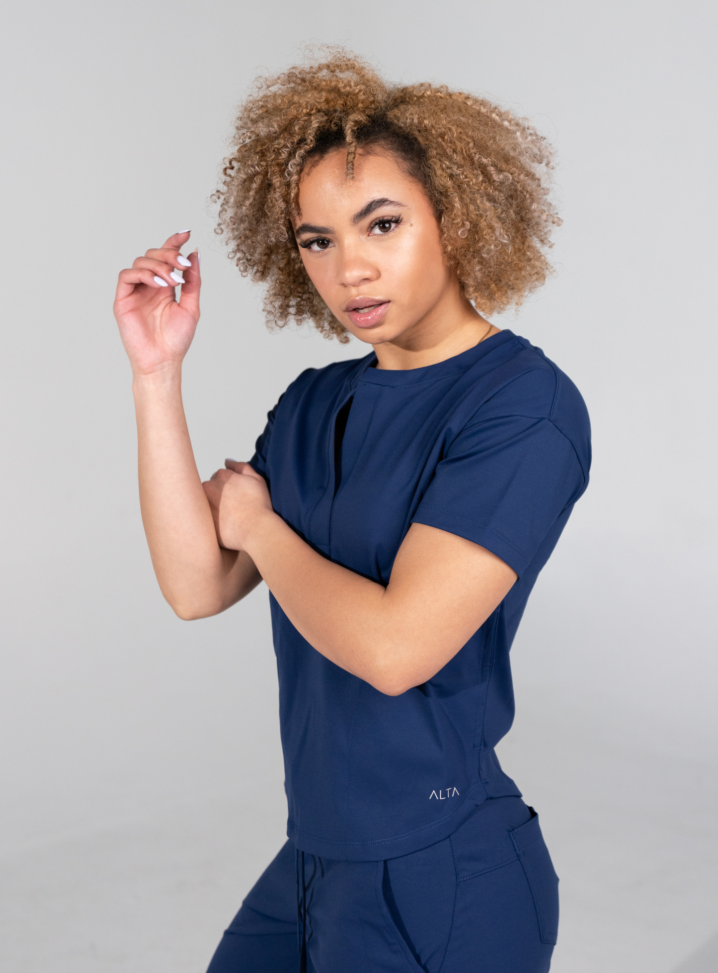 Kenzie™ Two-Pocket Scrub Top - Navy